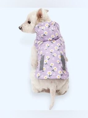 NWT Sniff & Bark Purple Daisy Reversible Zoomies Rain Vest | Size M